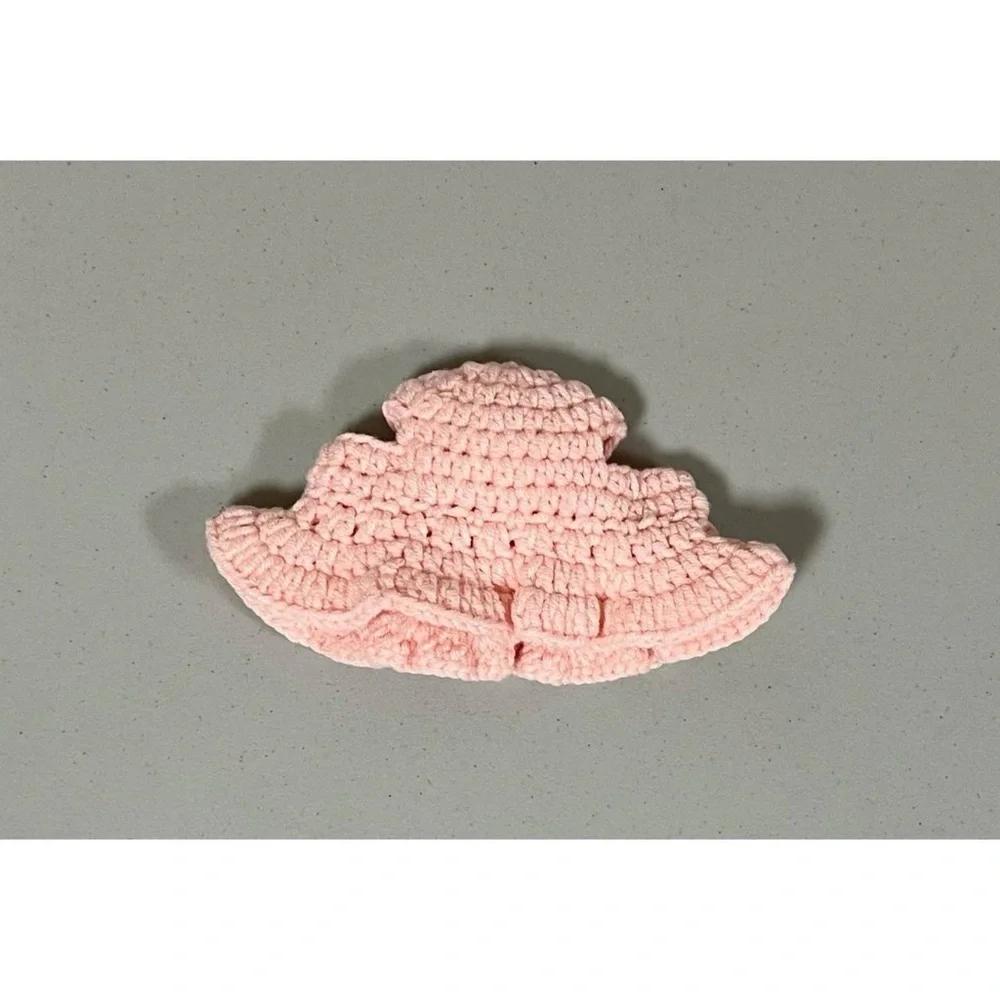 Pink Pastel Crochet Knit Daisy Flower Floral Hat Cap Bonnet for Cats Dogs Pets 🌸